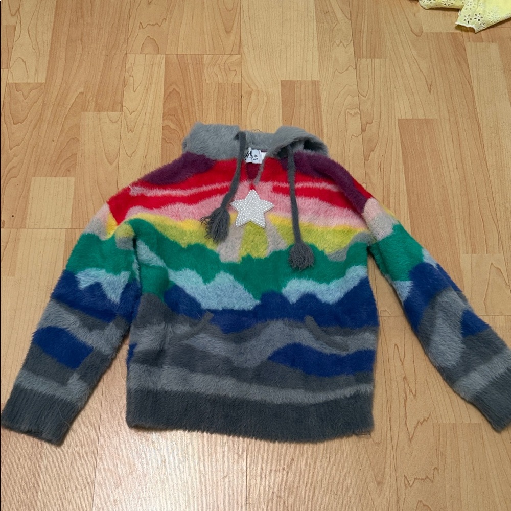 Lola + The Boys Red and Gray Faux Fur Jacket